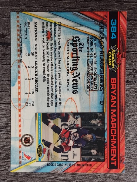 1991-92 Stadium Club #384 Bryan Marchment RC