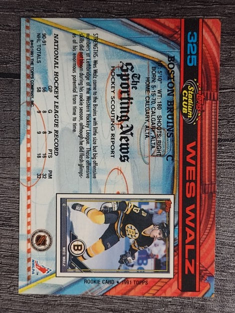 1991-92 Stadium Club #325 Wes Walz