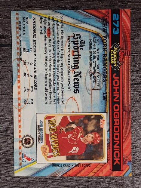 1991-92 Stadium Club #273 John Ogrodnick