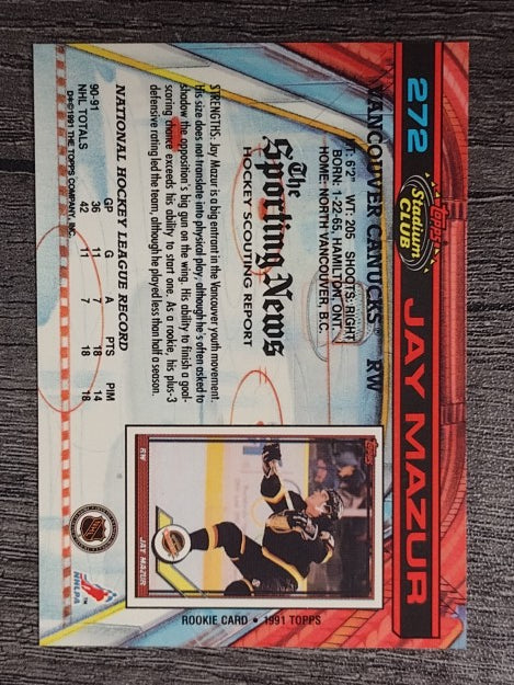 1991-92 Stadium Club #272 Jay Mazur
