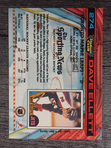 1991-92 Stadium Club #274 Dave Ellett