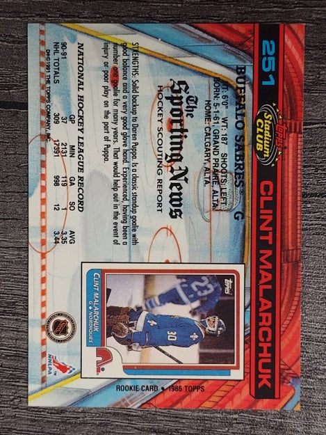 1991-92 Stadium Club #251 Clint Malarchuk