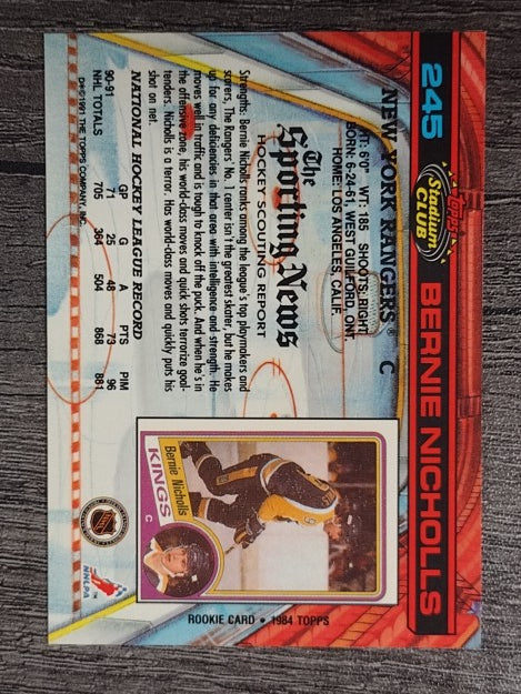 1991-92 Stadium Club #245 Bernie Nicholls