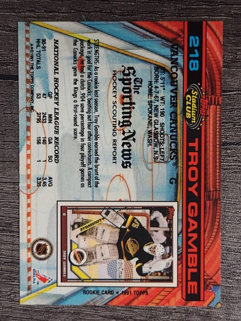 1991-92 Stadium Club #218 Troy Gamble