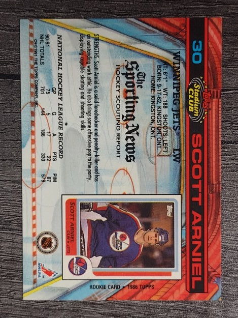 1991-92 Stadium Club #30 Scott Arniel
