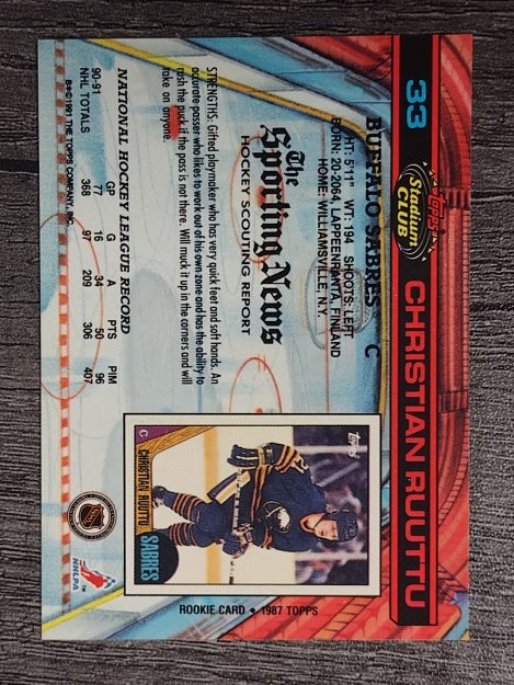 1991-92 Stadium Club #33 Christian Ruuttu