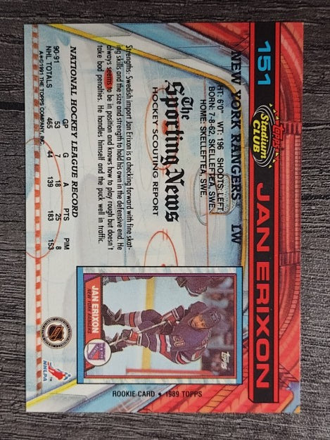 1991-92 Stadium Club #151 Jan Erixon