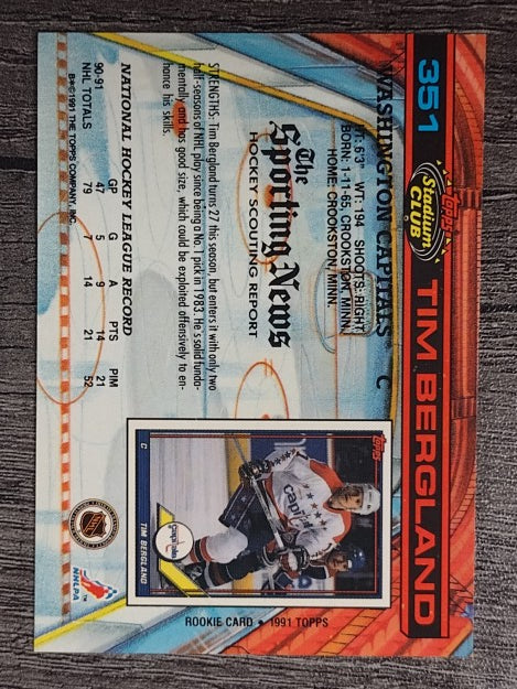 1991-92 Stadium Club #351 Tim Bergland