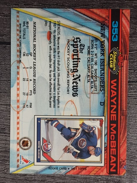 1991-92 Stadium Club #353 Wayne McBean