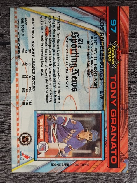 1991-92 Stadium Club #97 Tony Granato