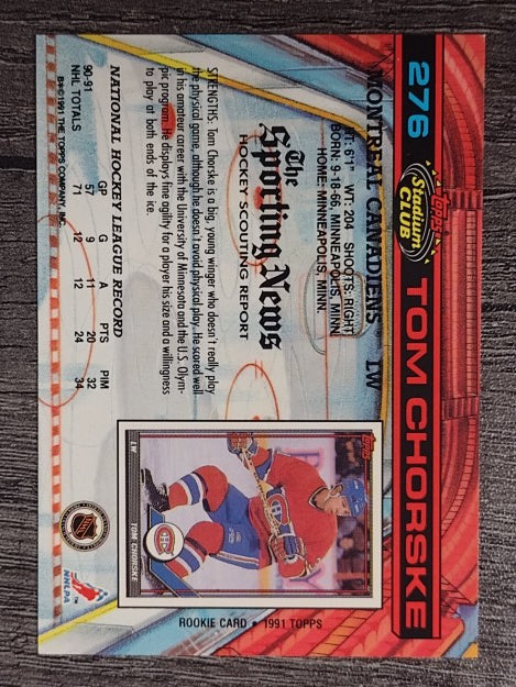 1991-92 Stadium Club #276 Tom Chorske