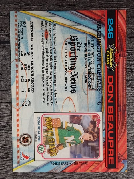 1991-92 Stadium Club #246 Don Beaupre