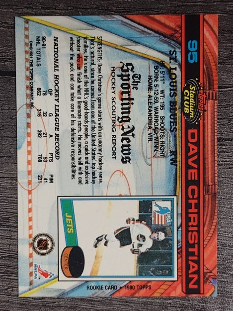 1991-92 Stadium Club #95 Dave Christian