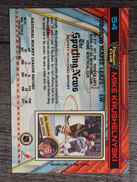 1991-92 Stadium Club #54 Mike Krushelnyski