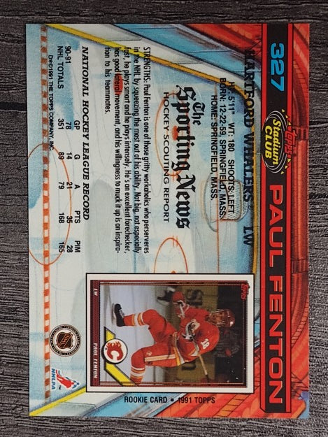 1991-92 Stadium Club #327 Paul Fenton