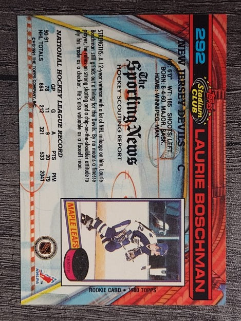 1991-92 Stadium Club #292 Laurie Boschman