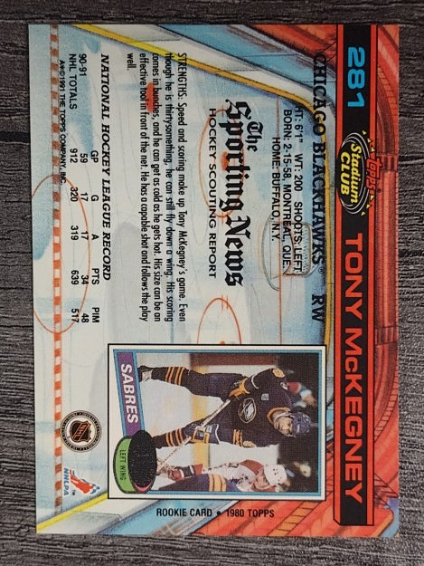 1991-92 Stadium Club #281 Tony McKegney