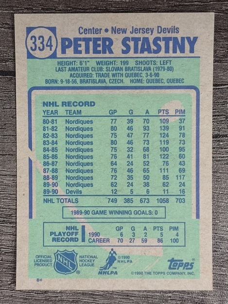 1990-91 Topps #334 Peter Stastny