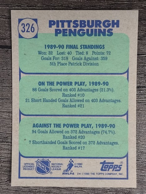 1990-91 Topps #326 Penguins Team/Randy Gilhen