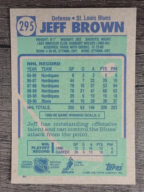 1990-91 Topps #295 Jeff Brown