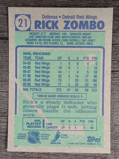 1990-91 Topps #21 Rick Zombo RC