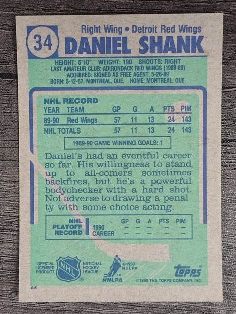 1990-91 Topps #34 Daniel Shank RC