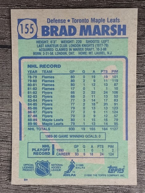 1990-91 Topps #155 Brad Marsh