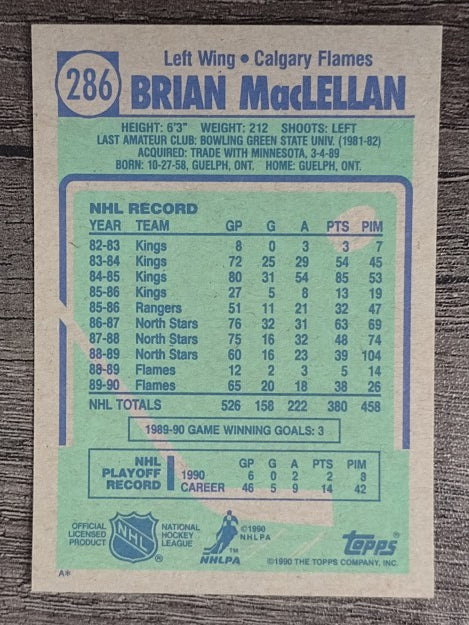 1990-91 Topps #286 Brian MacLellan