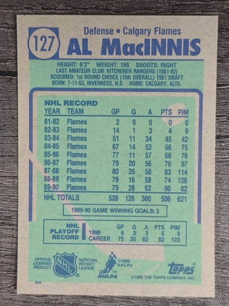 1990-91 Topps #127 Al MacInnis