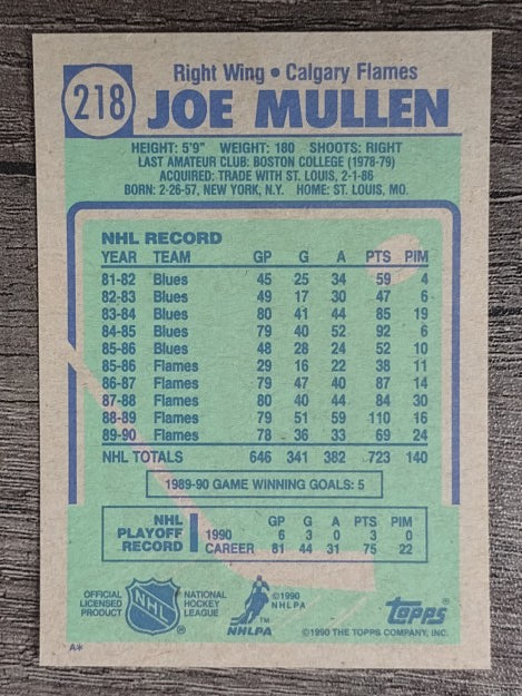 1990-91 Topps #218 Joe Mullen