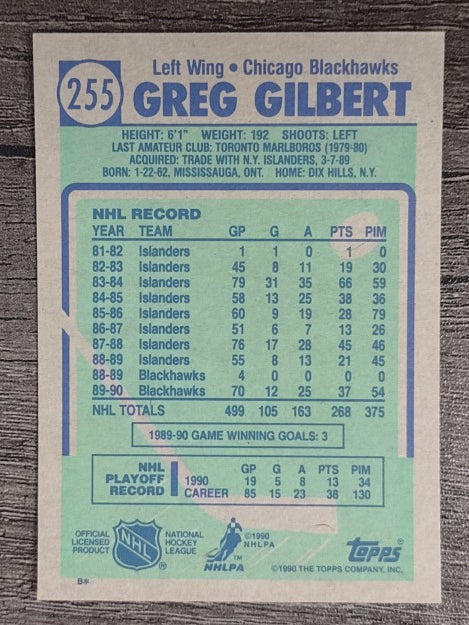 1990-91 Topps #255 Greg Gilbert