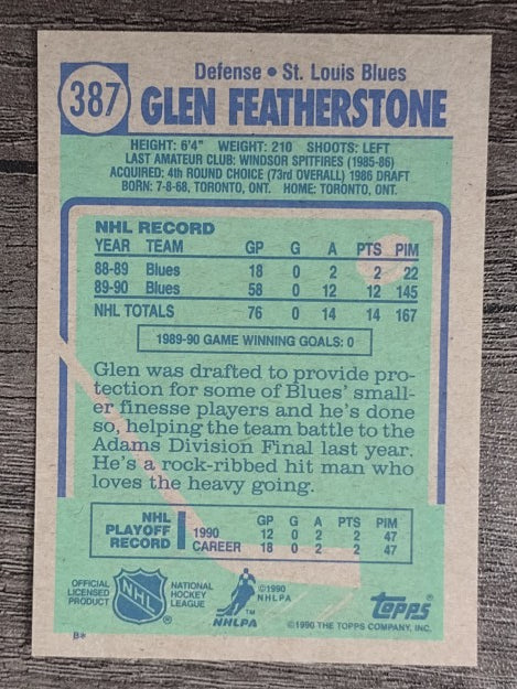 1990-91 Topps #387 Glen Featherstone RC