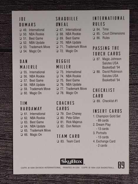 1994 SkyBox USA #89 Checklist