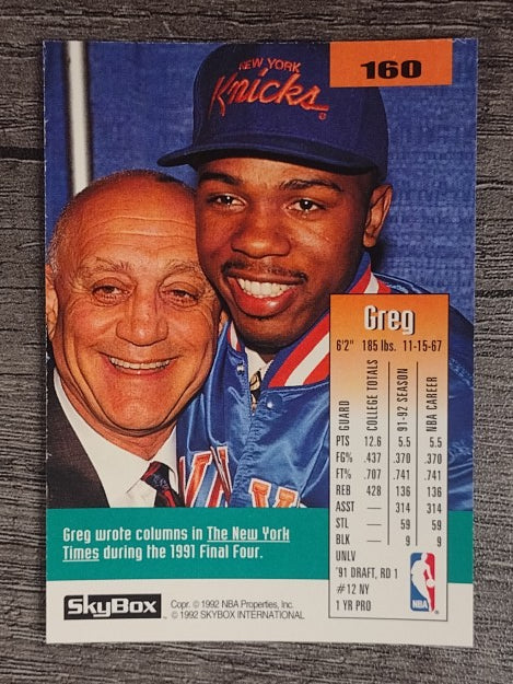 1992-93 SkyBox #160 Greg Anthony