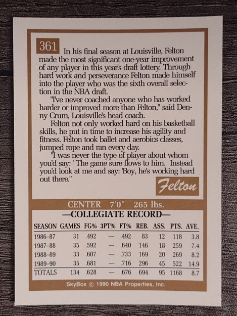 1990-91 SkyBox #361 Felton Spencer RC