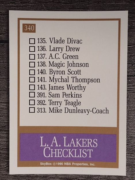 1990-91 SkyBox #340 Los Angeles Lakers TC