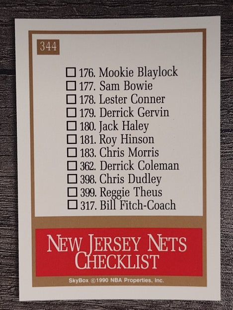 1990-91 SkyBox #344 New Jersey Nets TC