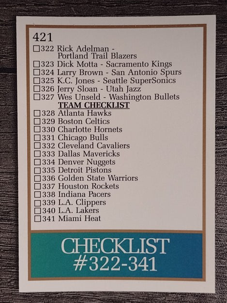 1990-91 SkyBox #421 Checklist 1