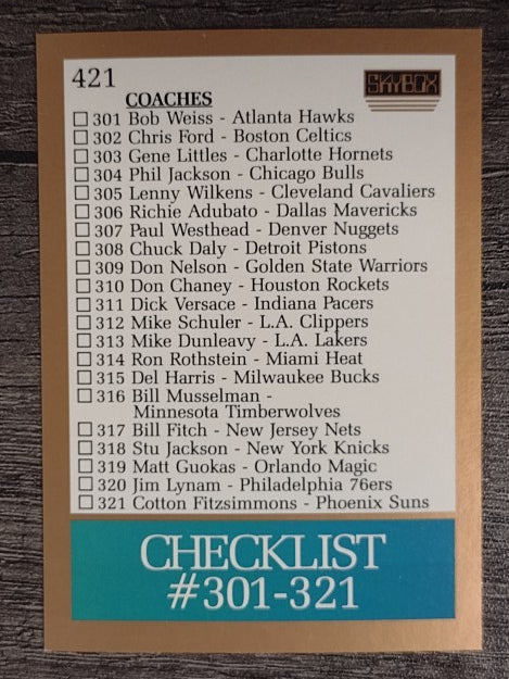 1990-91 SkyBox #421 Checklist 1