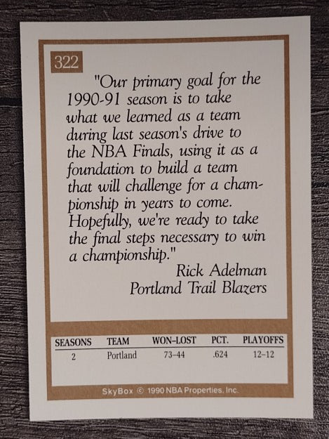 1990-91 SkyBox #322 Rick Adelman CO