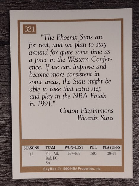 1990-91 SkyBox #321 Cotton Fitzsimmons CO