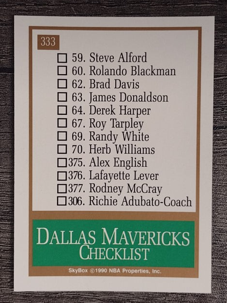 1990-91 SkyBox #333 Dallas Mavericks TC
