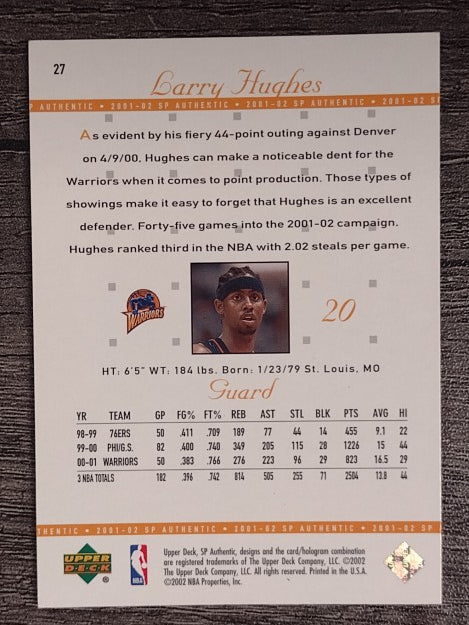 2001-02 SP Authentic #27 Larry Hughes