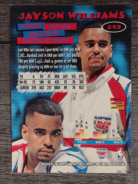 1995-96 Stadium Club #213 Jayson Williams