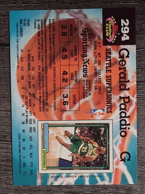 1992-93 Stadium Club #294 Gerald Paddio