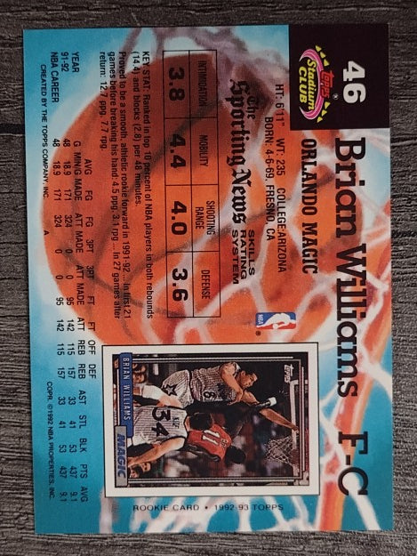 1992-93 Stadium Club #46 Brian Williams