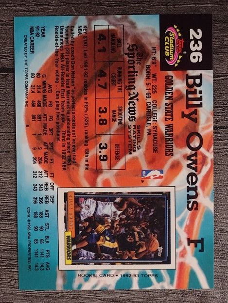1992-93 Stadium Club #236 Billy Owens