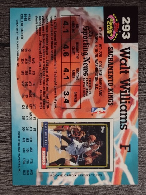 1992-93 Stadium Club #293 Walt Williams RC