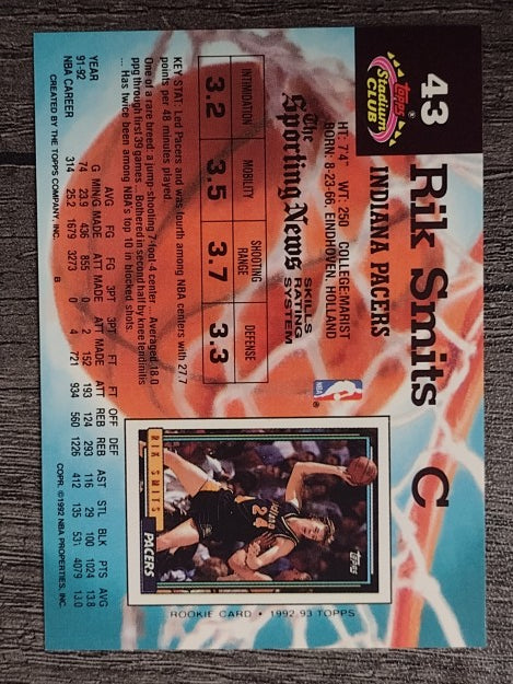 1992-93 Stadium Club #43 Rik Smits