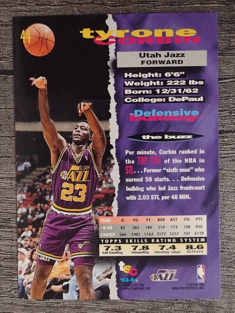 1993-94 Stadium Club #44 Tyrone Corbin